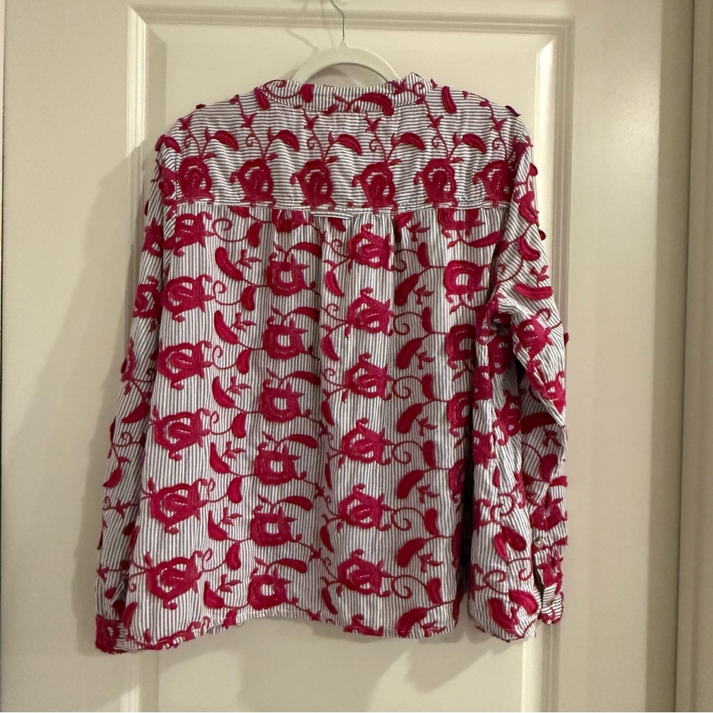 Pilcro-Anthropologie Whitney Trapeze Button Down Embroidered Shirt - Picture 2 of 12